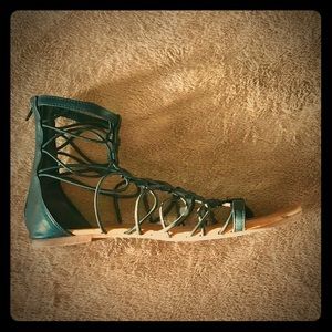 Soda Black Gladiator Sandals Size 10